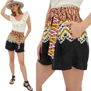 By Anthropologie Belted Linen Blend Shorts